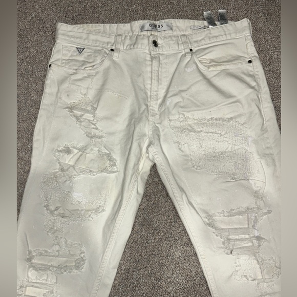 Guess paint splatter white jeans size 36W 32L - Picture 4 of 5